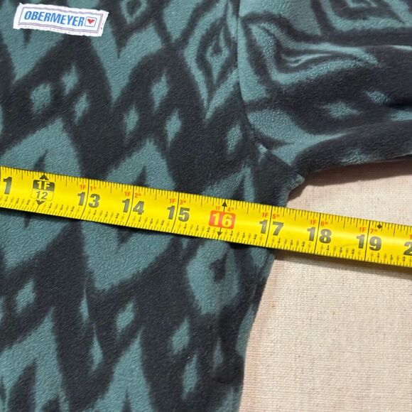 Obermeyer Kids Sz Large Aztec Print Long Sleeve Button Fleece Jacket Green Black - Picture 7 of 8